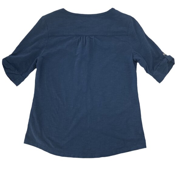 Chico's Women’s Blue 3/4 Sleeve Ultimate Tee Button Up Size M - Picture 4 of 6